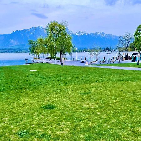 Schöne Ferienwohnung mit Seeblick Thun Exterior foto